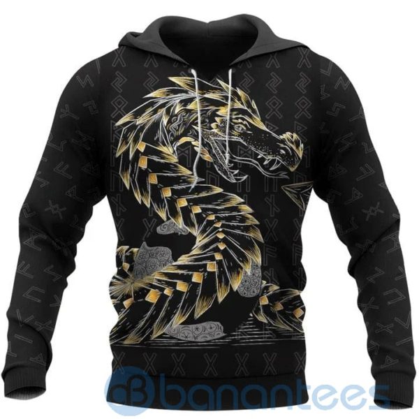 Gold Odin And Jormungandr Viking Hoodie All Over Printed 3D Hoodie Product Photo