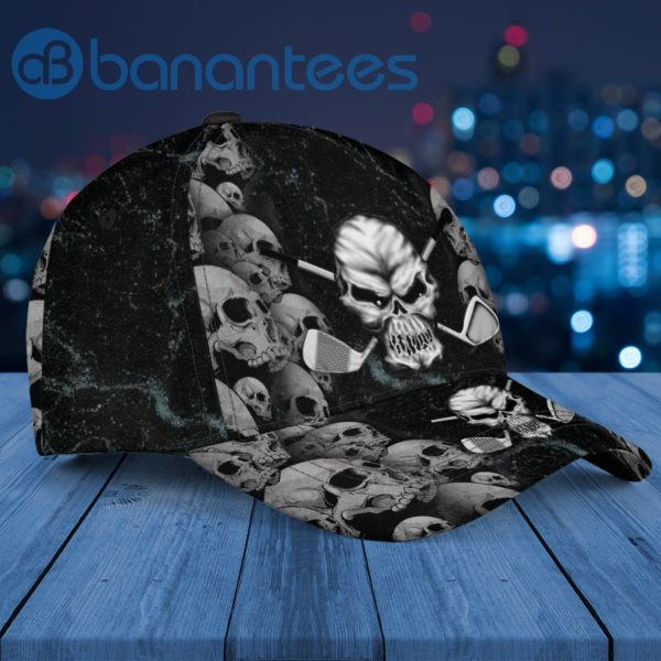 Golf Club Black Skull Cap Hat For Golfer Dad GIft Product Photo