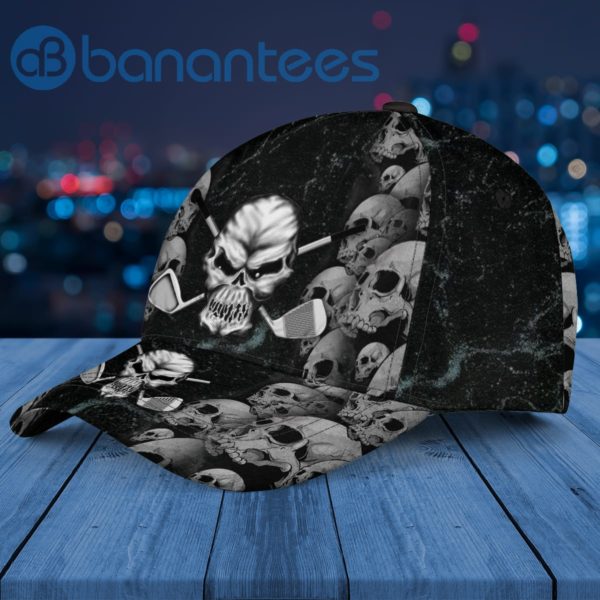 Golf Club Black Skull Cap Hat For Golfer Dad GIft Product Photo