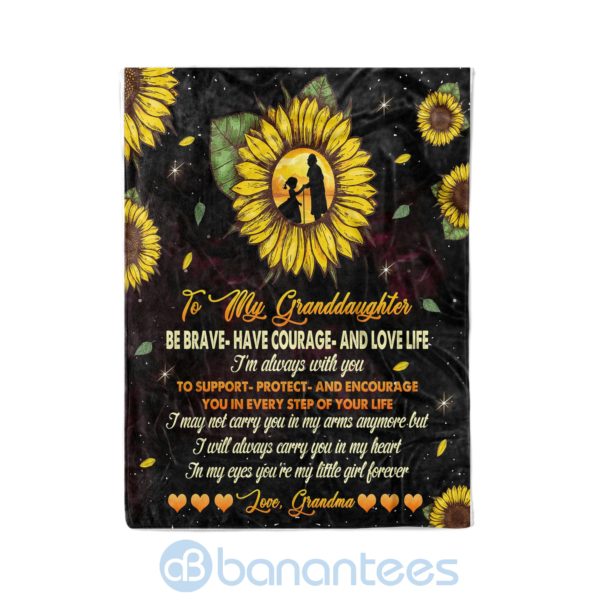 Grandma to granddaughter You Are Every Step Of Your Life Fleece Sunflower Blanket Product Photo