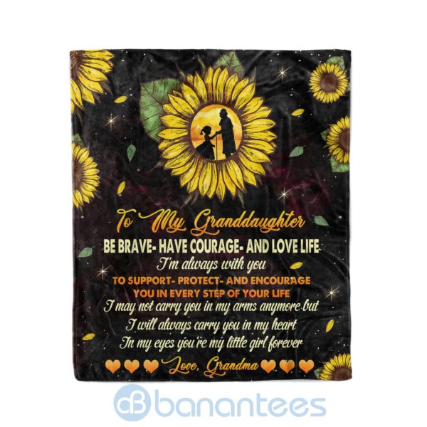 Grandma to granddaughter You Are Every Step Of Your Life Fleece Sunflower Blanket Product Photo