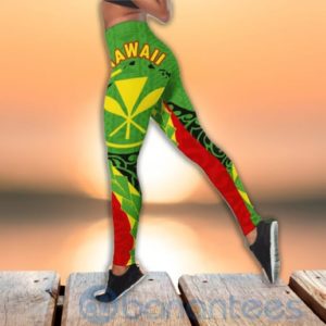 Green Hawaii Style Hollow Tank And Legging Outfit Product Photo