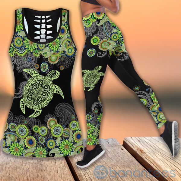Green Sea Turtle Tank Top Legging Set Outfit Product Photo