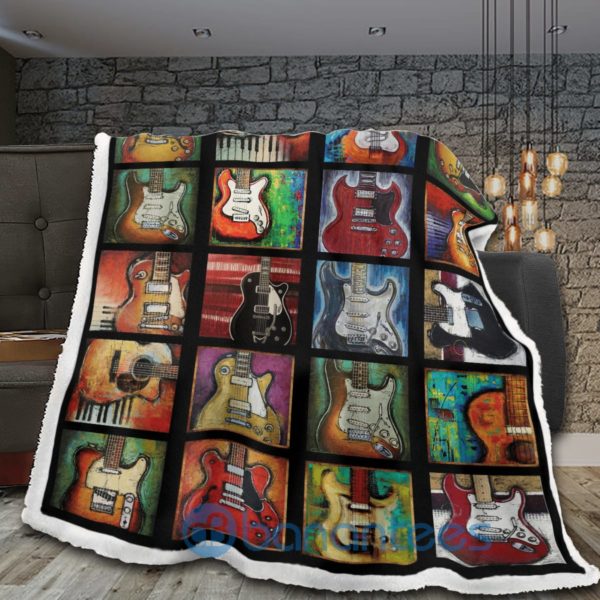 Guitars Paint Art Sherpa Blanket Product Photo