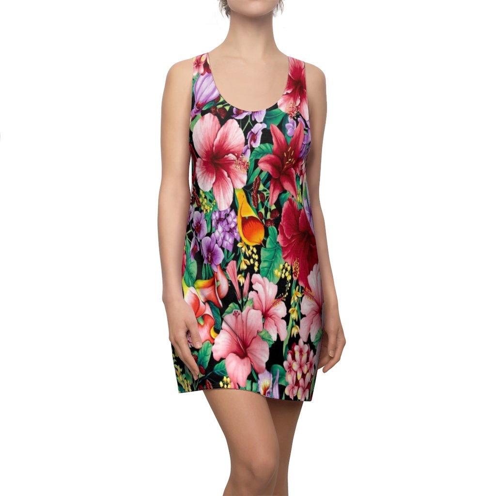 hawaii-tropical-leaves-and-flowers-pattern-racerback-dress-for-women-1-FZlOu.jpg Hawaii Tropical Leaves And Flowers Pattern Racerback Dress For Women Product Photo