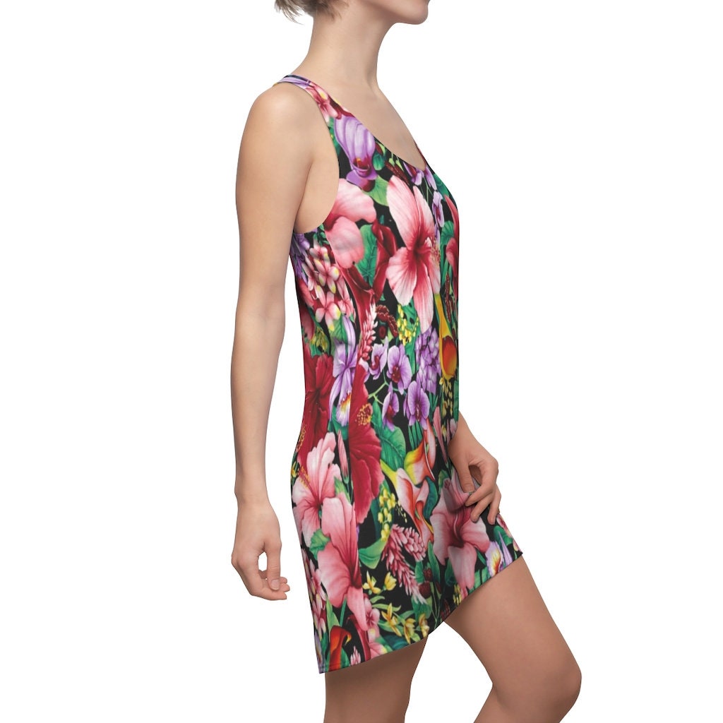 hawaii-tropical-leaves-and-flowers-pattern-racerback-dress-for-women-2-uAxwh.jpg Hawaii Tropical Leaves And Flowers Pattern Racerback Dress For Women Product Photo