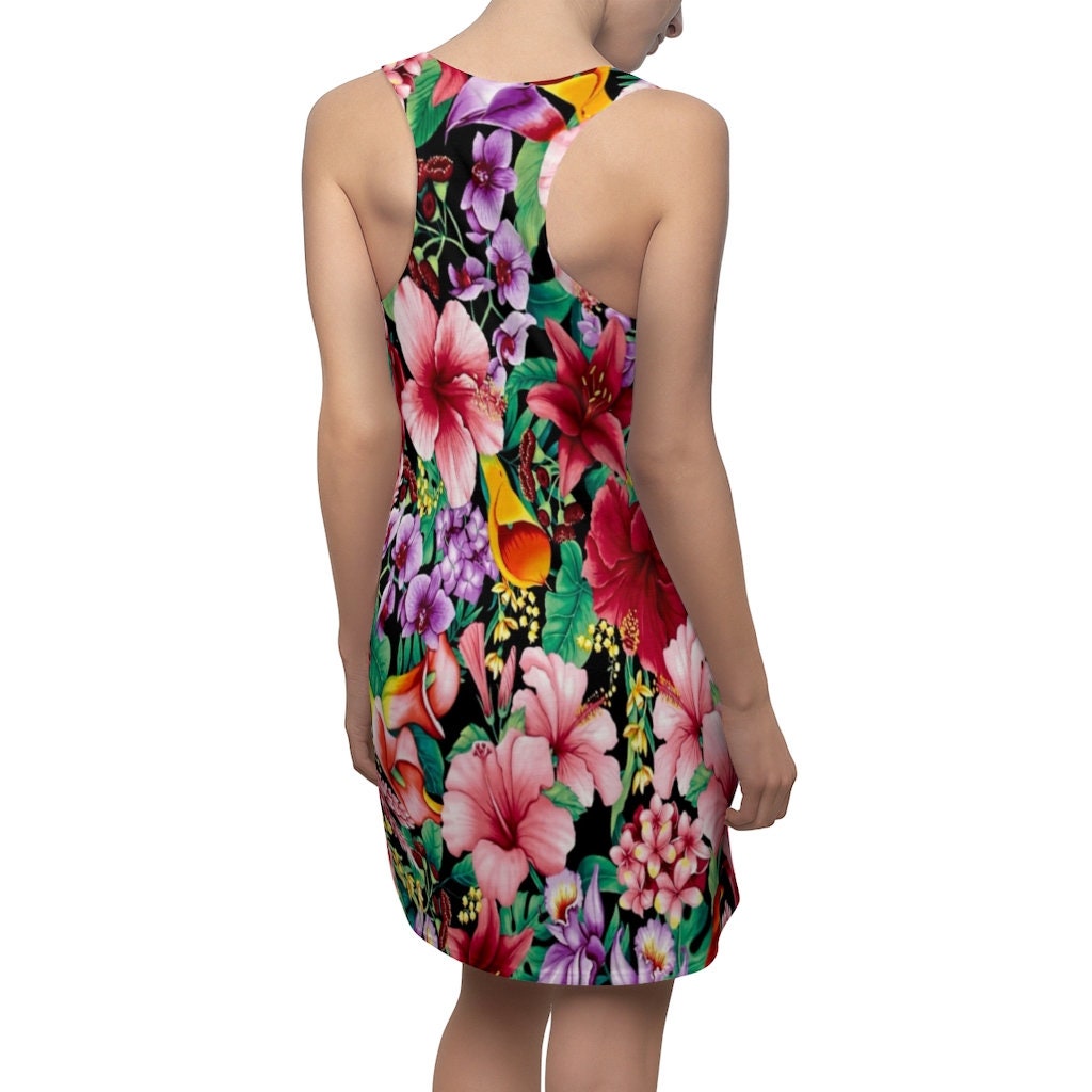hawaii-tropical-leaves-and-flowers-pattern-racerback-dress-for-women-3-z81Uc.jpg Hawaii Tropical Leaves And Flowers Pattern Racerback Dress For Women Product Photo