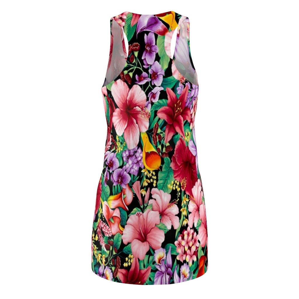 hawaii-tropical-leaves-and-flowers-pattern-racerback-dress-for-women-5-6CvD6.jpg Hawaii Tropical Leaves And Flowers Pattern Racerback Dress For Women Product Photo