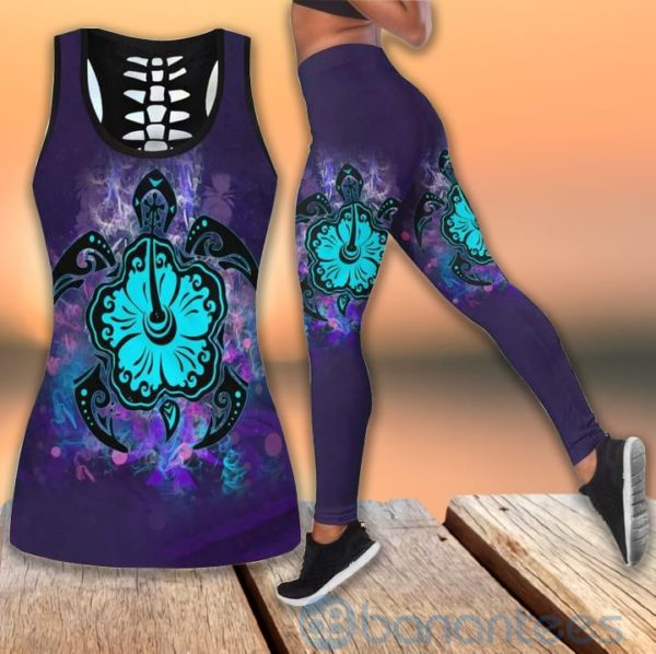 Hawaii Turtle Purple Hollow Tank And Legging Outfit Product Photo