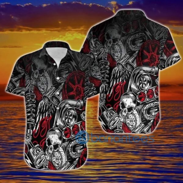 Hawaiian Motorcycle Shirts Motorbike Skull Art Hawaiian Shirt Summer Hawaiian Product Photo