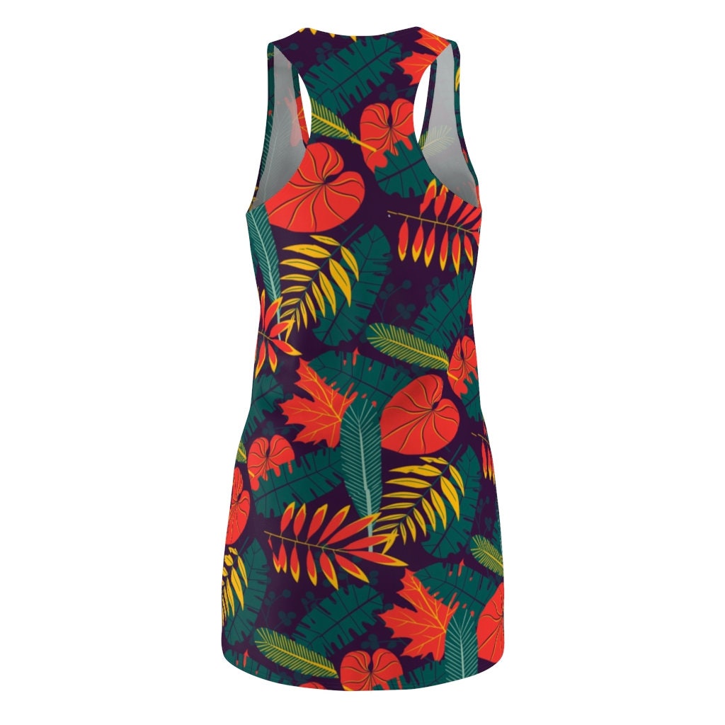 hawaiian-tropical-leaves-and-flowers-pattern-racerback-dress-for-women-5-BlPjT.jpg Hawaiian Tropical Leaves And Flowers Pattern Racerback Dress For Women Product Photo