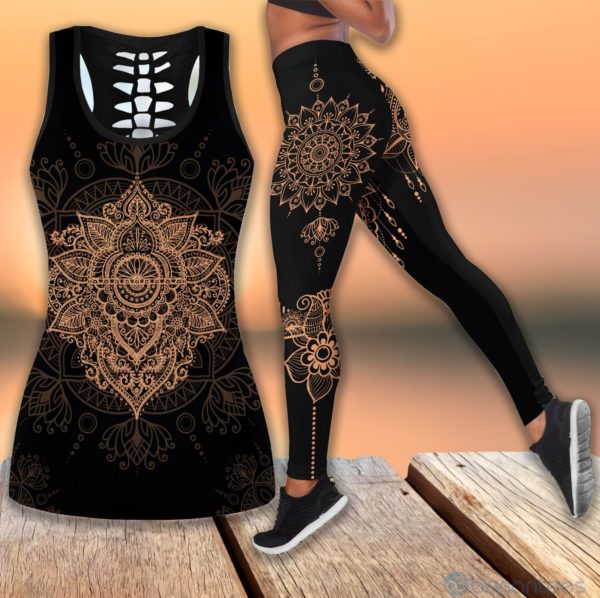Henna Garden Yoga Meditation Hollow Tank And Legging Outfit Product Photo