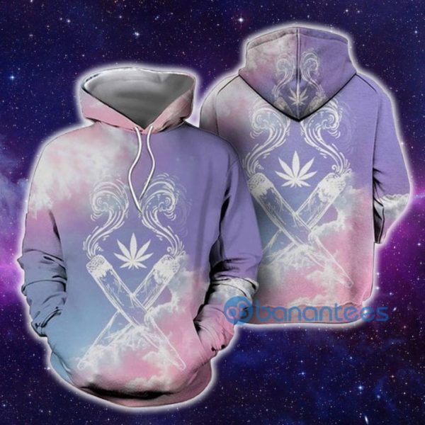 Hippie Colorful Weed Leaf And Smoking All Over Print Hoodie Product Photo
