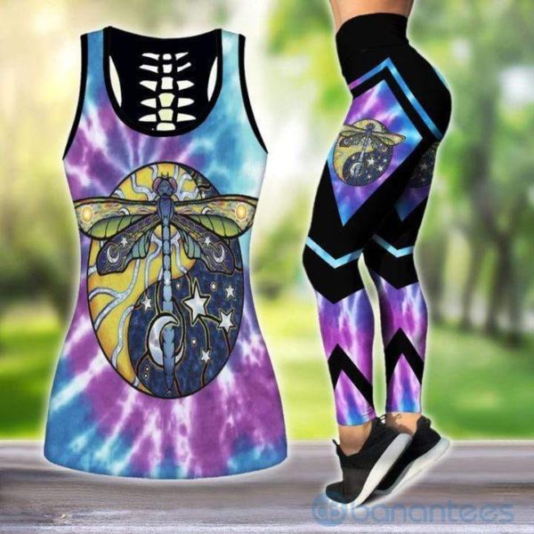 Hippie Dragonfly Purple Blue Tank Top Legging Set Outfit Product Photo