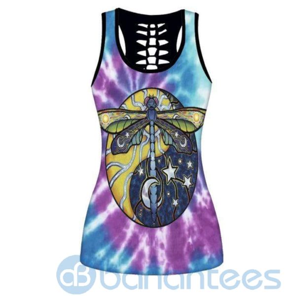 Hippie Dragonfly Purple Blue Tank Top Legging Set Outfit Product Photo