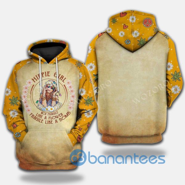 Hippie Girl Not Fragile Like A Flower Fragile Like A Bomb All Over Print Hoodie Product Photo