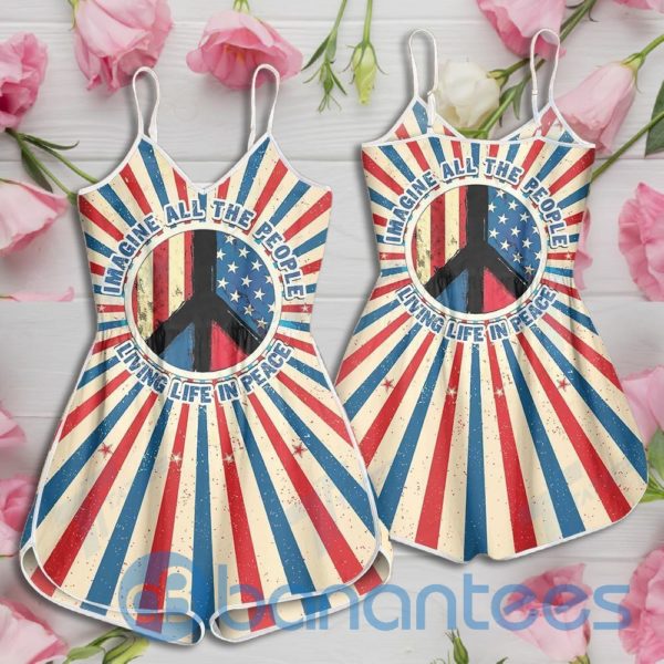 Hippie Imagine All The People Living Life In Peace Rompers For Women Product Photo