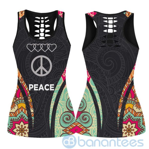 Hippie Love Peace Mandala Hollow Tank And Legging Outfit Product Photo
