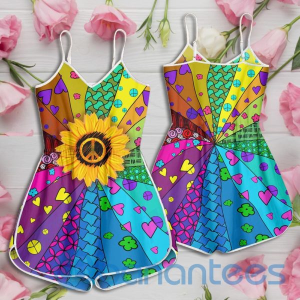 Hippie Sunflower Pattern Rompers For Women Product Photo