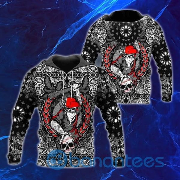 Hit Baseball Skull All Over Print 3D Hoodie Product Photo