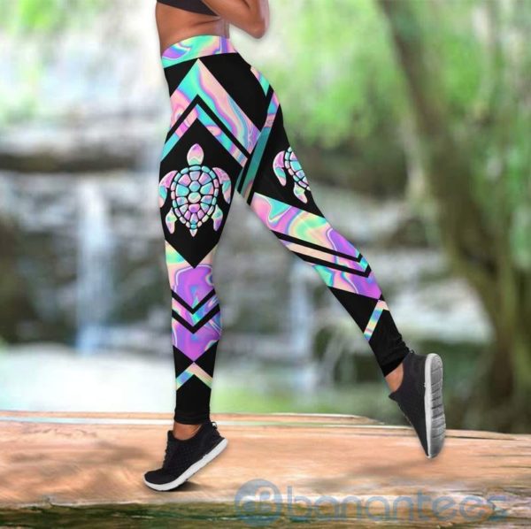 Holographic Turtle Hollow Tank And Legging Outfit Product Photo