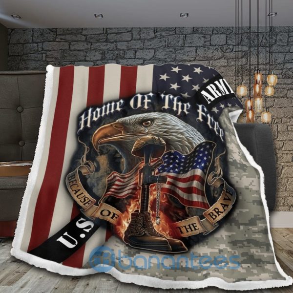 Home Of The Free Army Sherpa Blanket Product Photo
