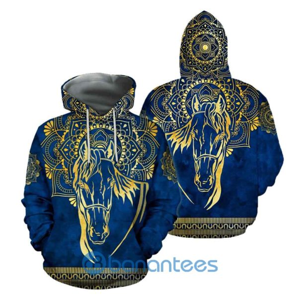 Horse Pattern In Blue All Over Print Hoodie Product Photo