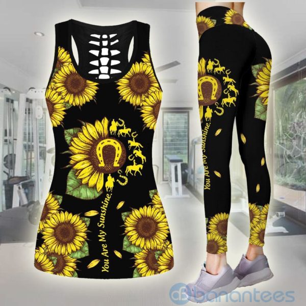 Horse Sunfower Tank Top Legging Set Outfit Product Photo