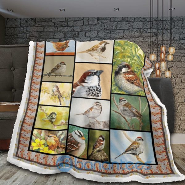 House Sparrow Bird Design Sherpa Blanket Product Photo