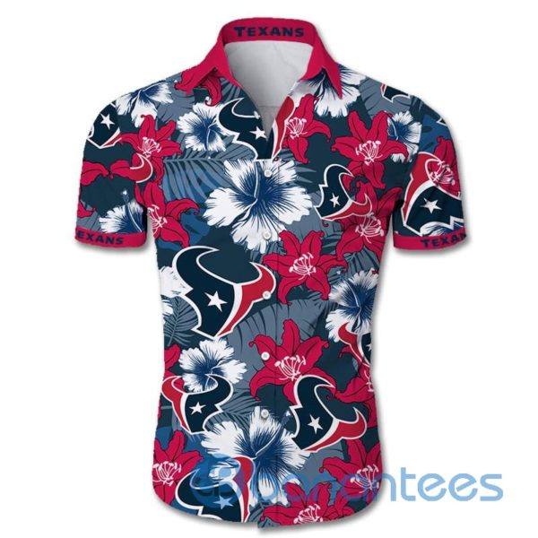 Houston Texans Tropical Flower Short Sleeves Hawaiian Shirt Product Photo