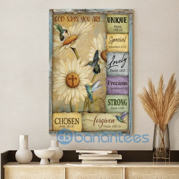 Hummingbirds Daisy Jesus God Says You Are Wall Art Canvas Product Photo