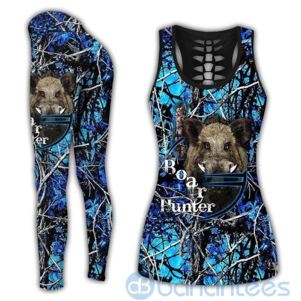 Hunting Boar Black And Blue Hollow Tank And Legging Outfit Product Photo