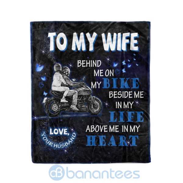 Husband To Wife Behind Me On My Bike Fleece Biker Blanket Product Photo