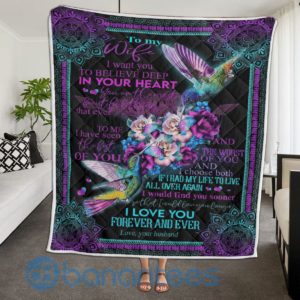 Husband To Wife Believe Deep In Your Heart Hummingbirds Quilt Blanket Product Photo
