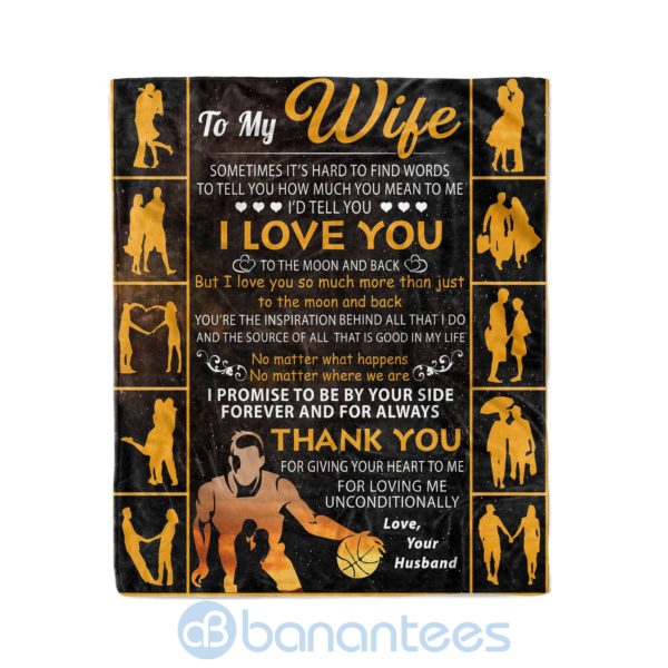 Husband To Wife I Promise To Be Your Side Forever And For Always Fleece Basketball Blanket Product Photo