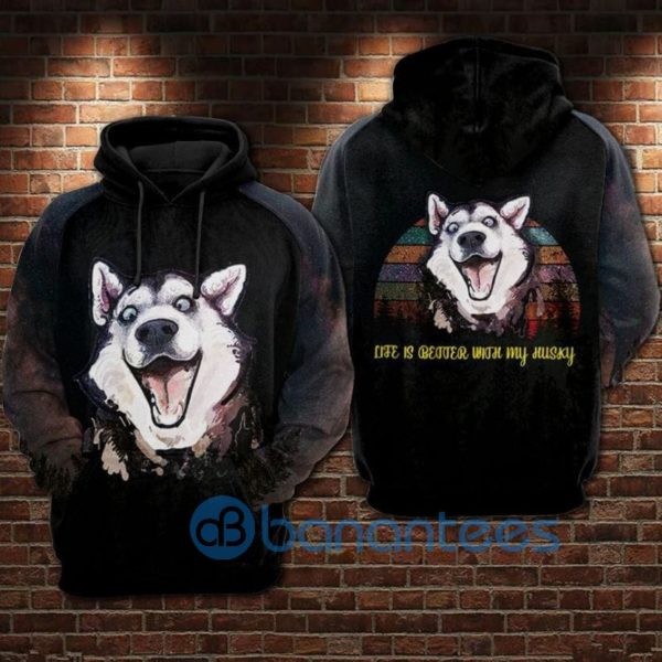 Husky Sibir Life Is Better With My Husky All Over Print 3D Hoodie Product Photo