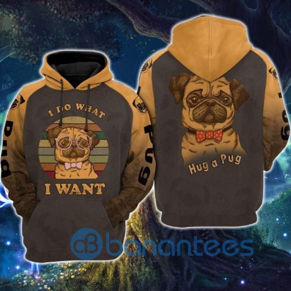 I Do What I Want Hug A Pug Over Print All Over Print 3D Hoodie Product Photo