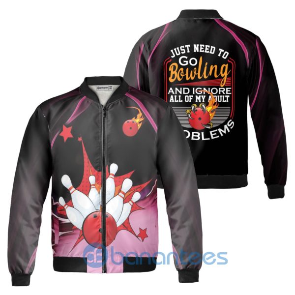I Just Need To Go Bowling Ignore Fleece Bomber Jacket Product Photo