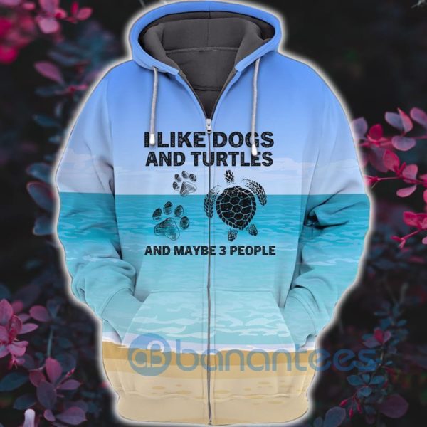 I Like Dogs And Turtle And Maybe 3 People All Over Print 3D Zip Hoodie Product Photo