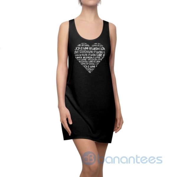 I Love St Lucia Heart Black Racerback Dress For Women Product Photo