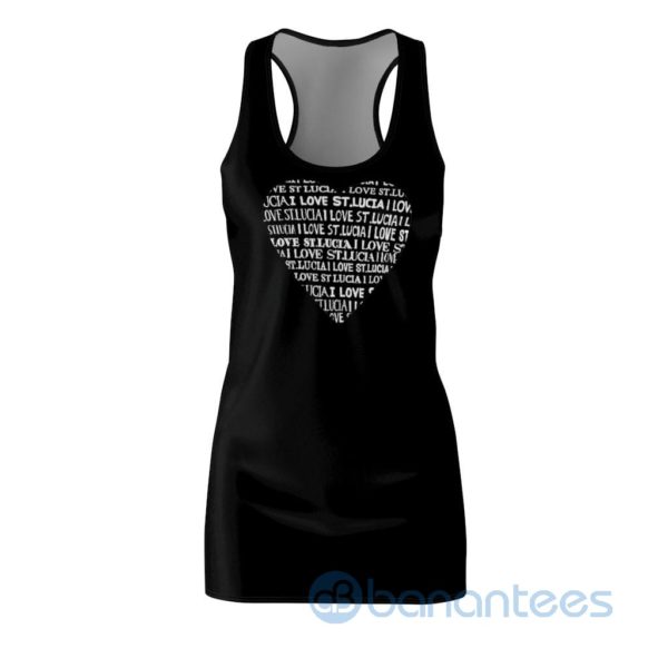 I Love St Lucia Heart Black Racerback Dress For Women Product Photo