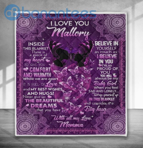 I Love You Mallory Butterfly Quilt Blanket Quilt Product Photo