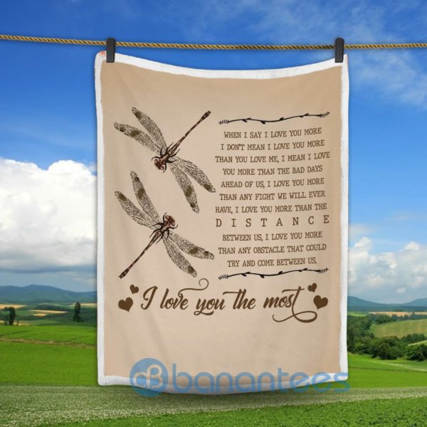I Love You The Most Dragonflies Sherpa Blanket Product Photo