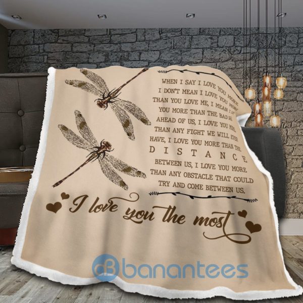 I Love You The Most Dragonflies Sherpa Blanket Product Photo