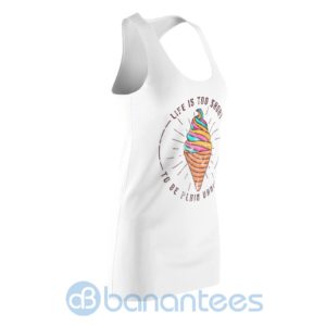 Icream Life Is Too Short White Racerback Dress For Women Product Photo