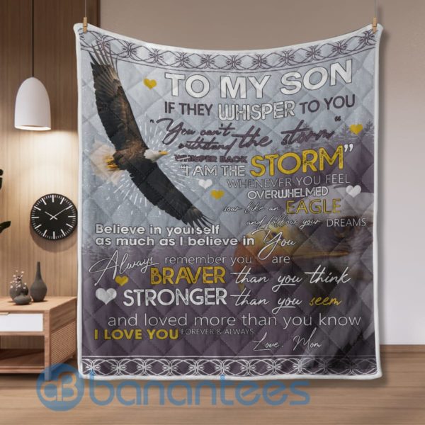 If They Whisper To You Eagle Mom To Son Quilt Blanket Product Photo