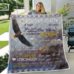 If They Whisper To You Eagle Mom To Son Quilt Blanket Product Photo