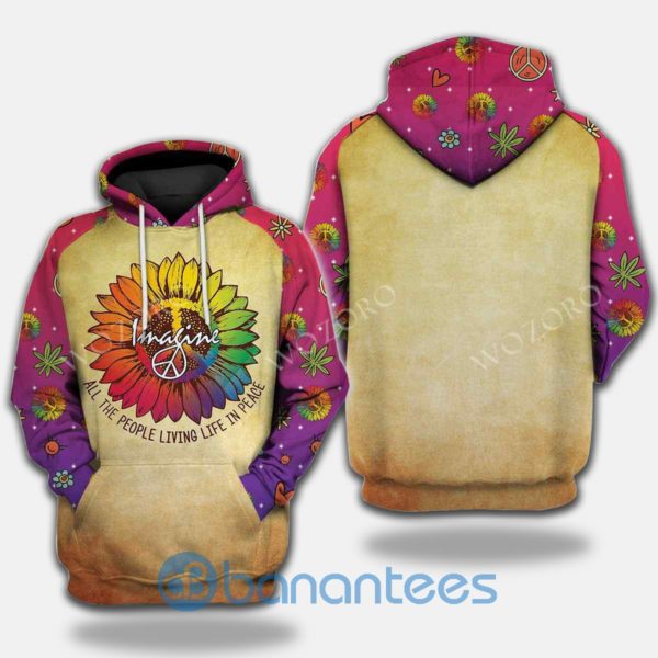 Imagine All The People Living Life In Peace Hippie 3D Hoodie Product Photo