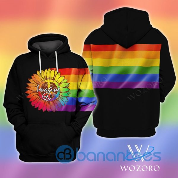 Imagine Flag Sunflower Hippie 3D Hoodie Product Photo