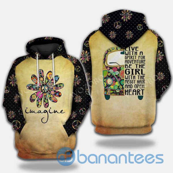 Imagine Live With A Spirit For Adventure Hippie 3D Hoodie Product Photo
